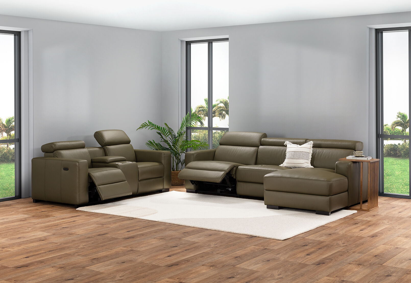 DAMIAN LEATHER - 2 Seater Sofa with 2 inbuilt Electric Recliners DAMIAN LEATHER