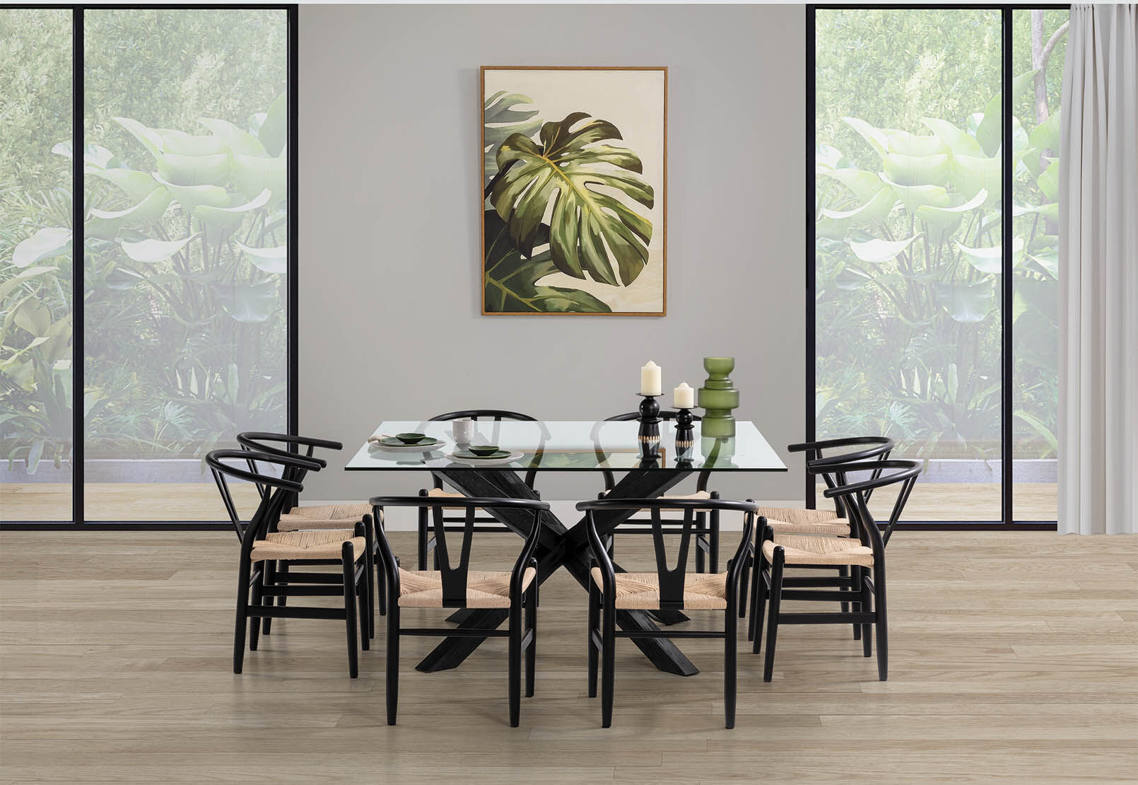 PROMENADE - 9 Piece Dining Suite with Wishbone Replica MKII Dining Chairs PROMENADE