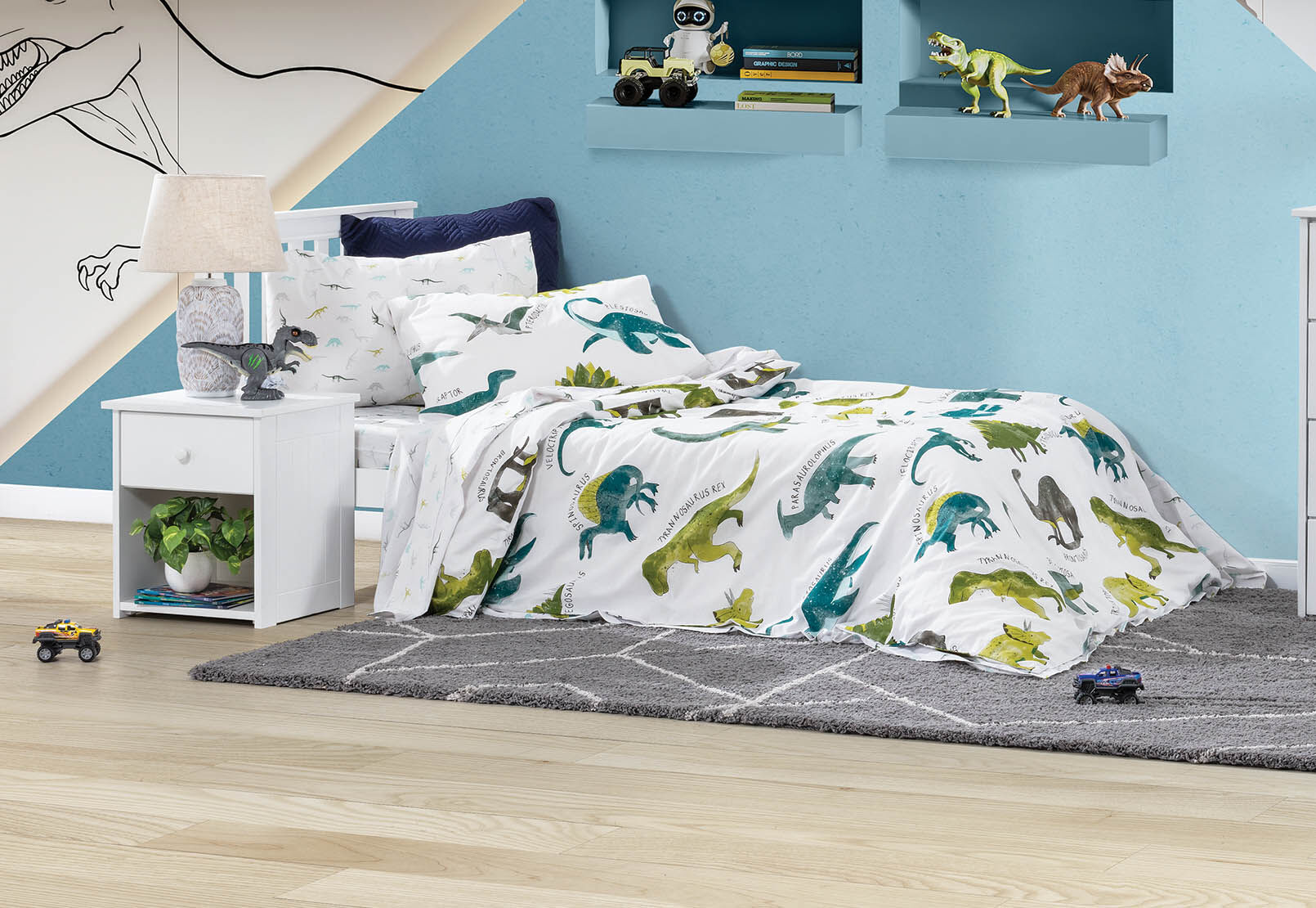 Single dinosaur shop bedding