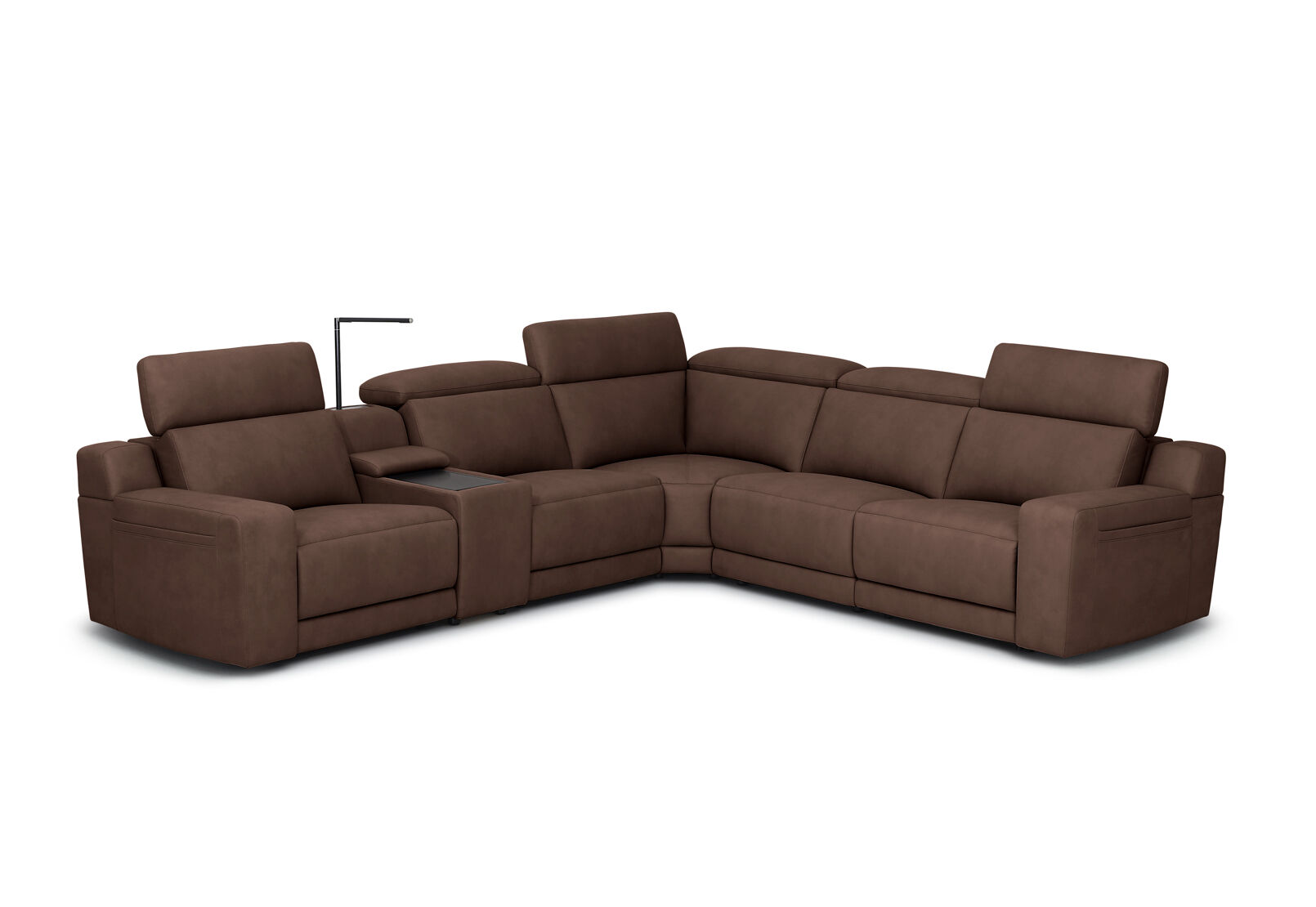 VANTRO FABRIC - Corner Lounge with 2 Inbuilt Electric Recliners and Console VANTRO FABRIC