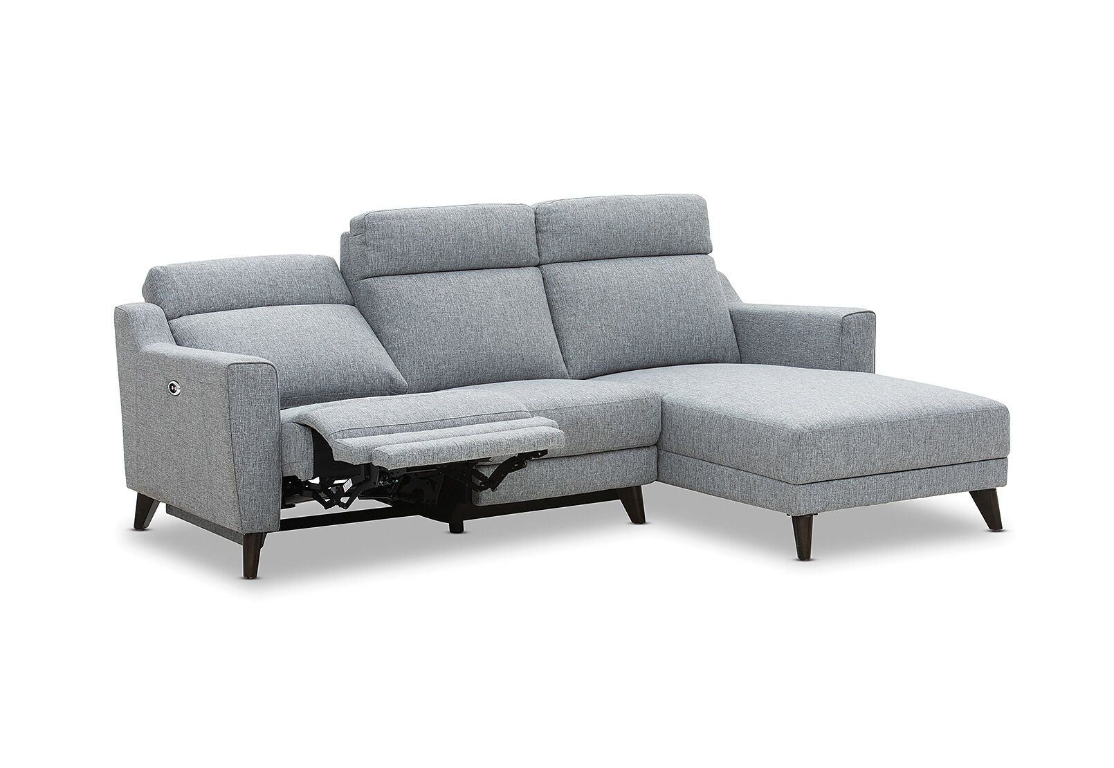 DELUCA - Fabric 3.5 Seater RHF Chaise with Inbuilt Electric Recliner DELUCA