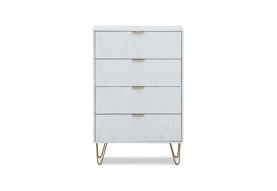 DORSEY - White 4 Drawer Tall Chest