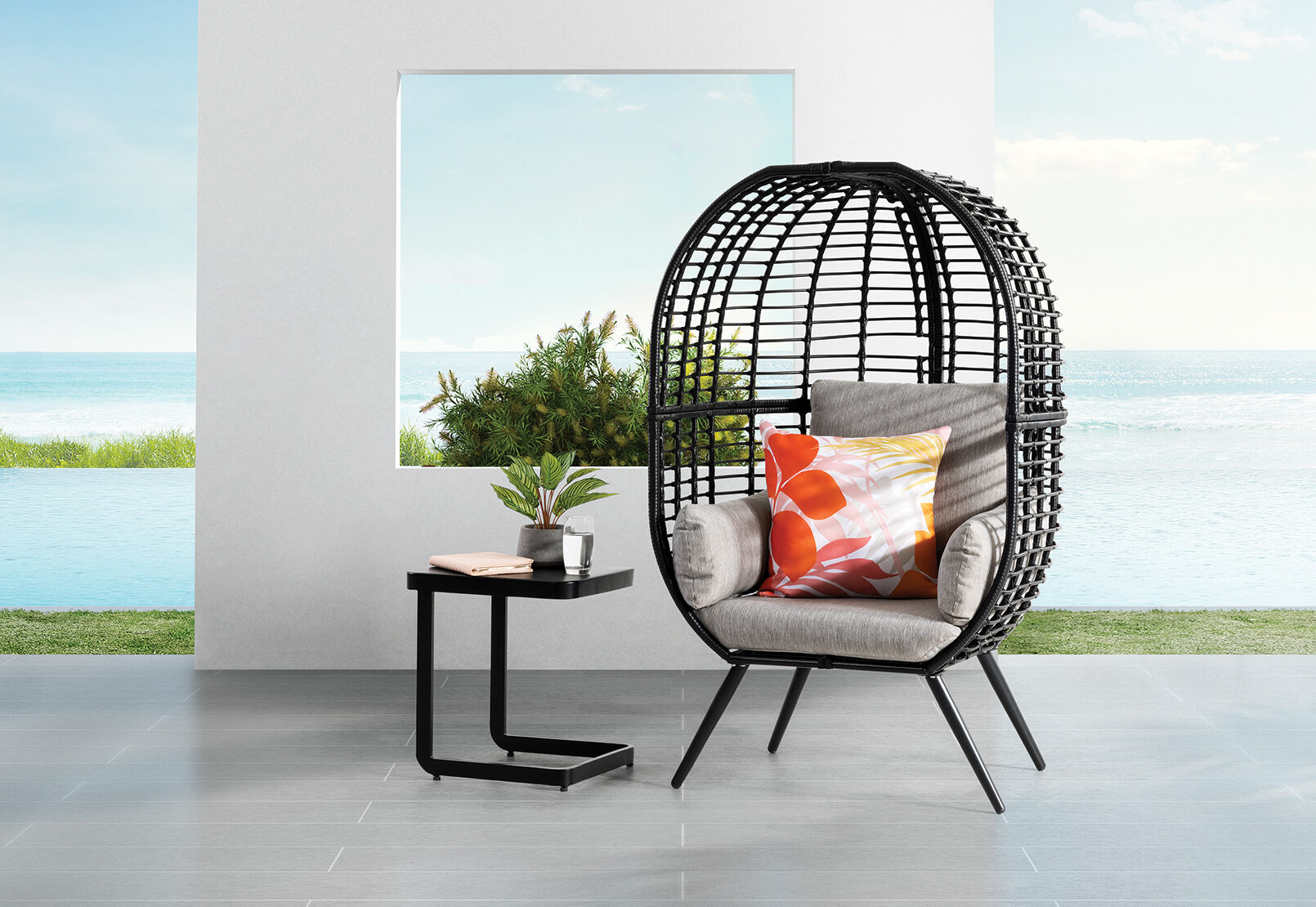 Light Grey Bede Outdoor Nest Chair Amart Furniture