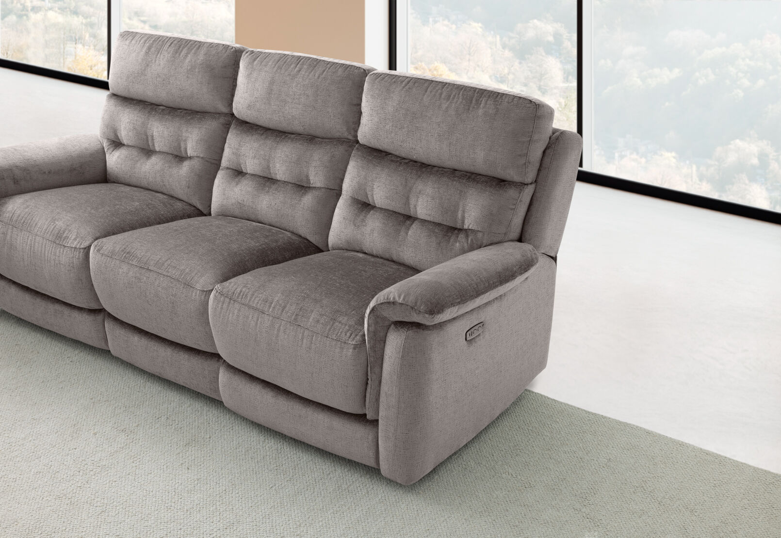 OBERTO FABRIC - 3 Seater with 2 inbuilt Electric Recliners OBERTO FABRIC
