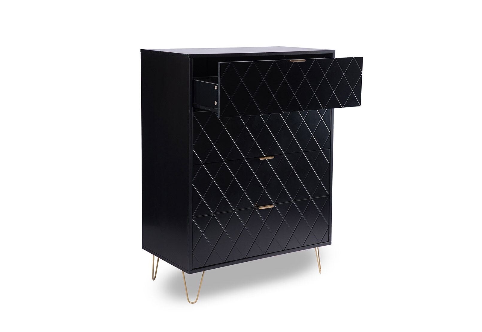 BLACK DORSEY Black 4 Drawer Wide Tall Chest Amart Furniture