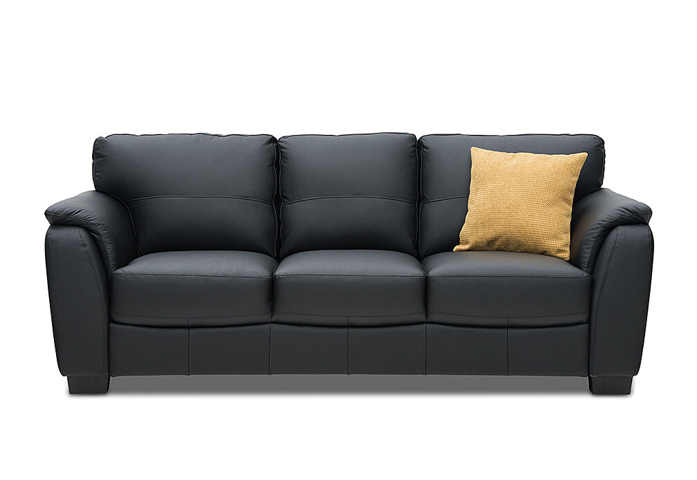BLACK MARISSA Leather 3 Seater Sofa