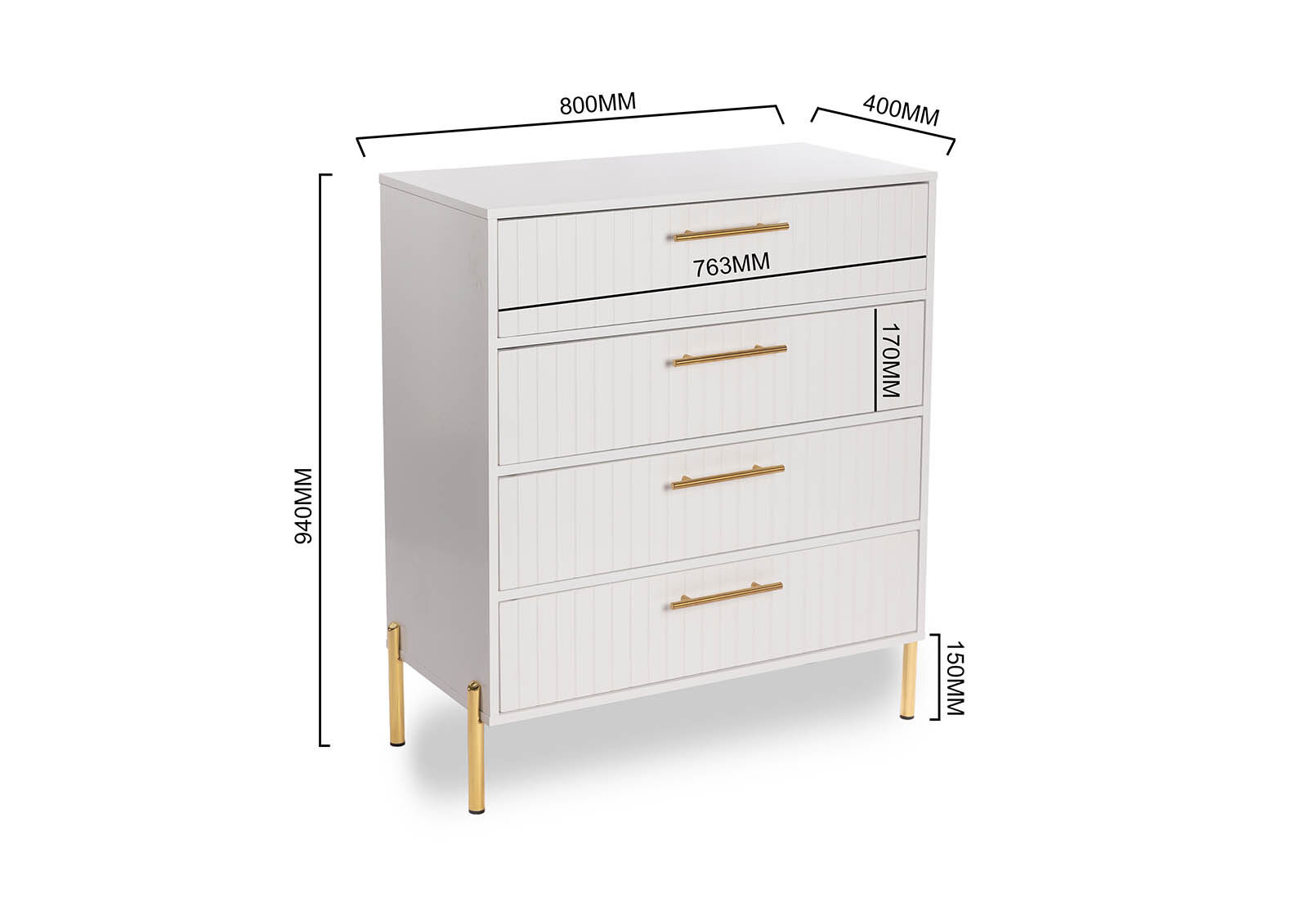 DELGADO - White 4 Drawer Tall Chest DELGADO
