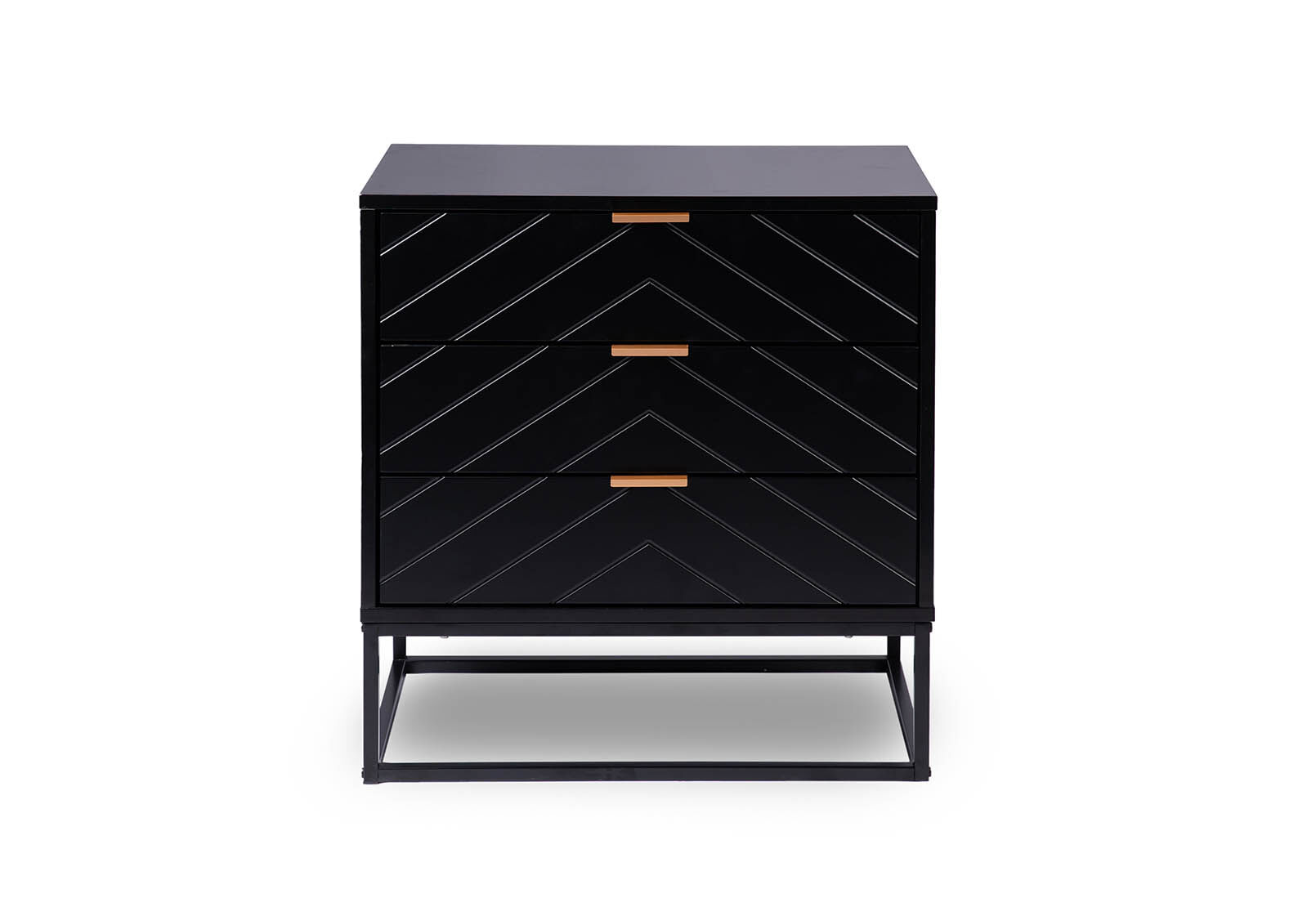 HARDING - Black 3 Drawer Bedside HARDING
