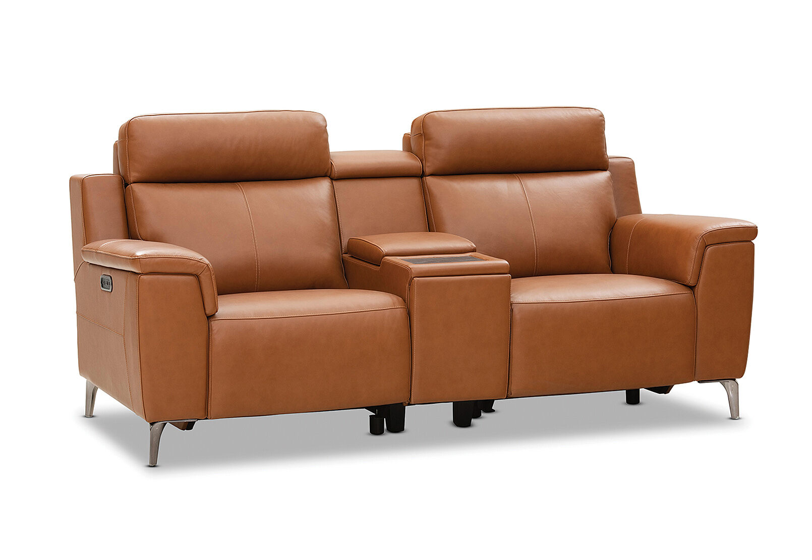ARISTOTLE - Leather 2 Seater Sofa with Console and 2 Inbuilt Electric Recliners ARISTOTLE