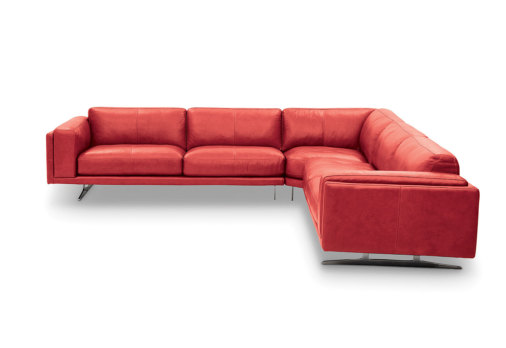 DEEP RED ALESSANDRA Leather Corner Lounge