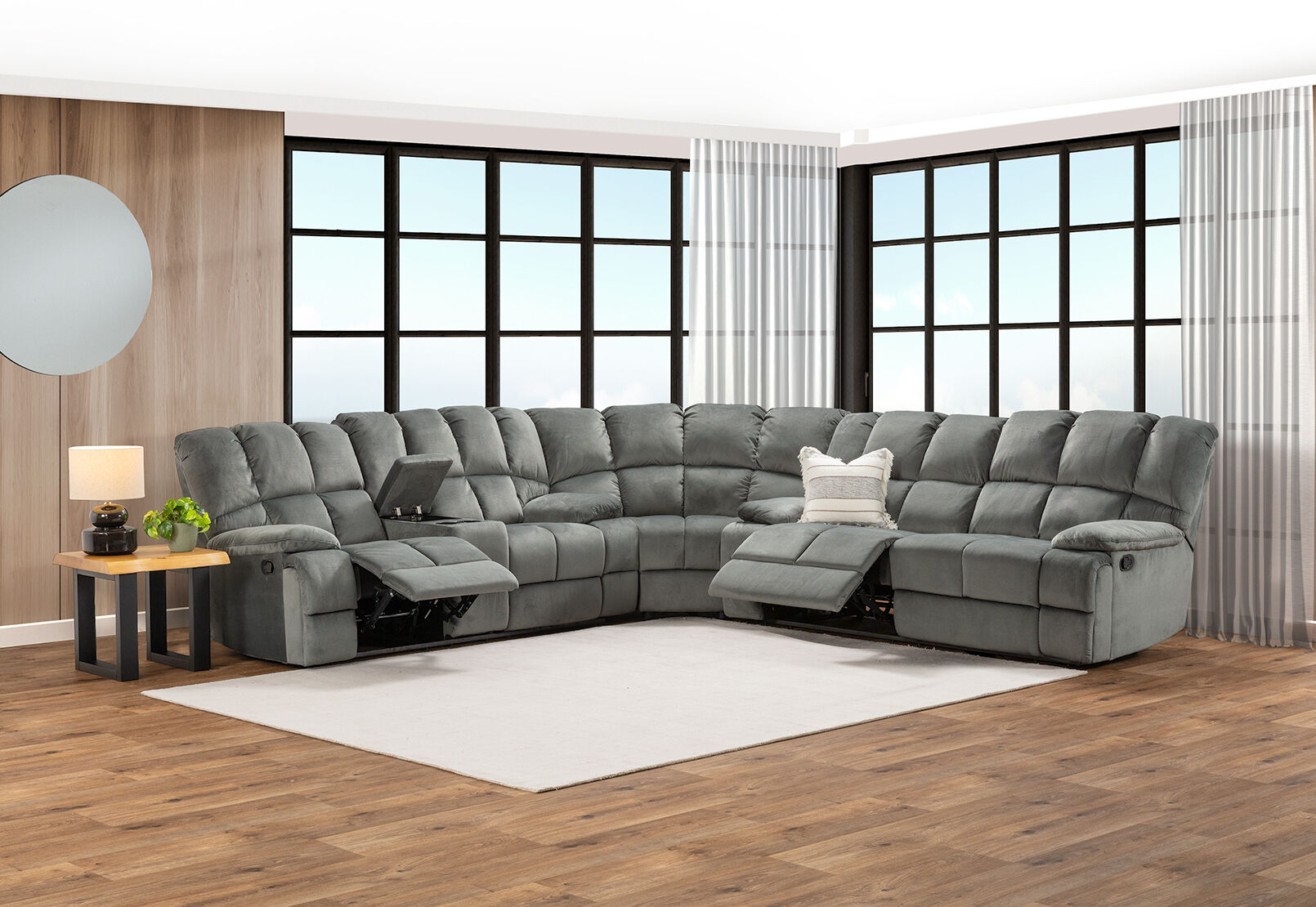 LEBRON FABRIC - Corner with Recliners LEBRON FABRIC