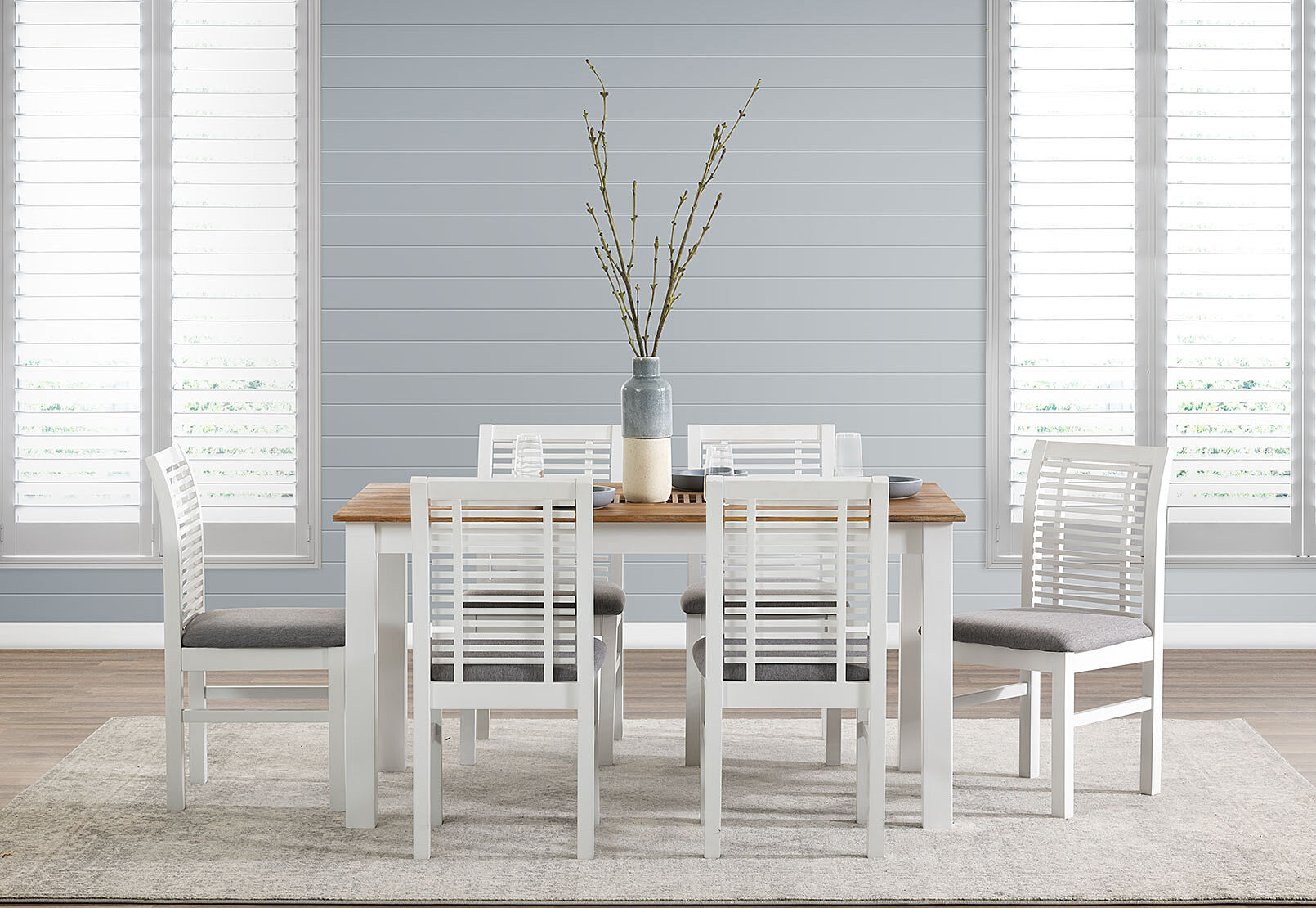 WHITE PEWTER KOTA 7 Piece Dining Suite