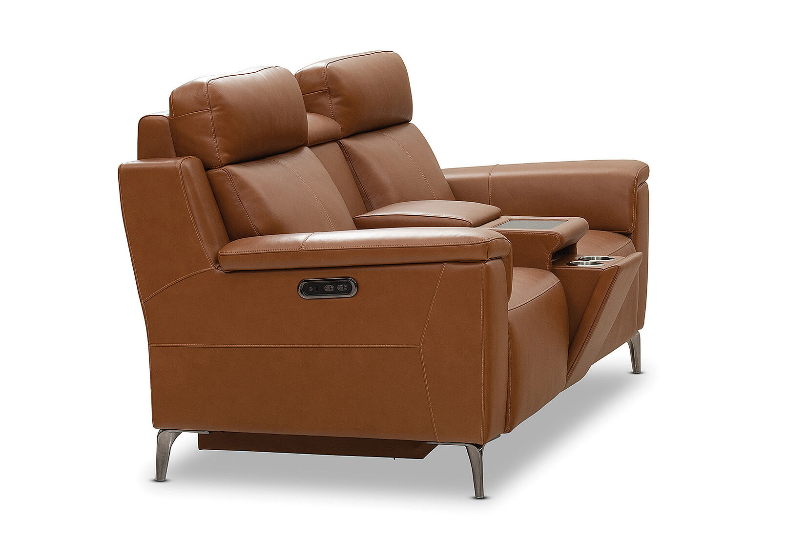 ARISTOTLE - Leather 2 Seater Sofa with Console and 2 Inbuilt Electric Recliners ARISTOTLE