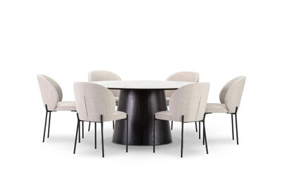 THANOS - 7 Piece Ceramic Top Dining Suite with Fidel Chairs