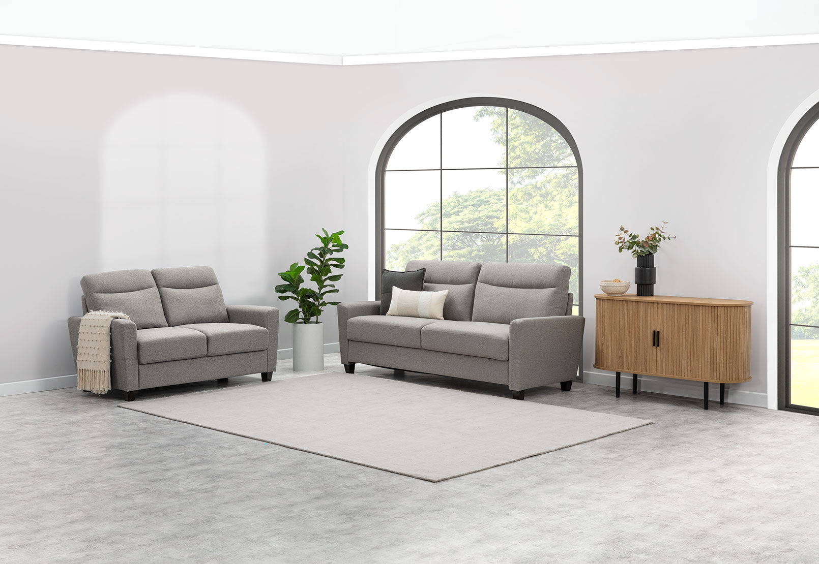 LOWE - Grey 3 Seat Sofa LOWE