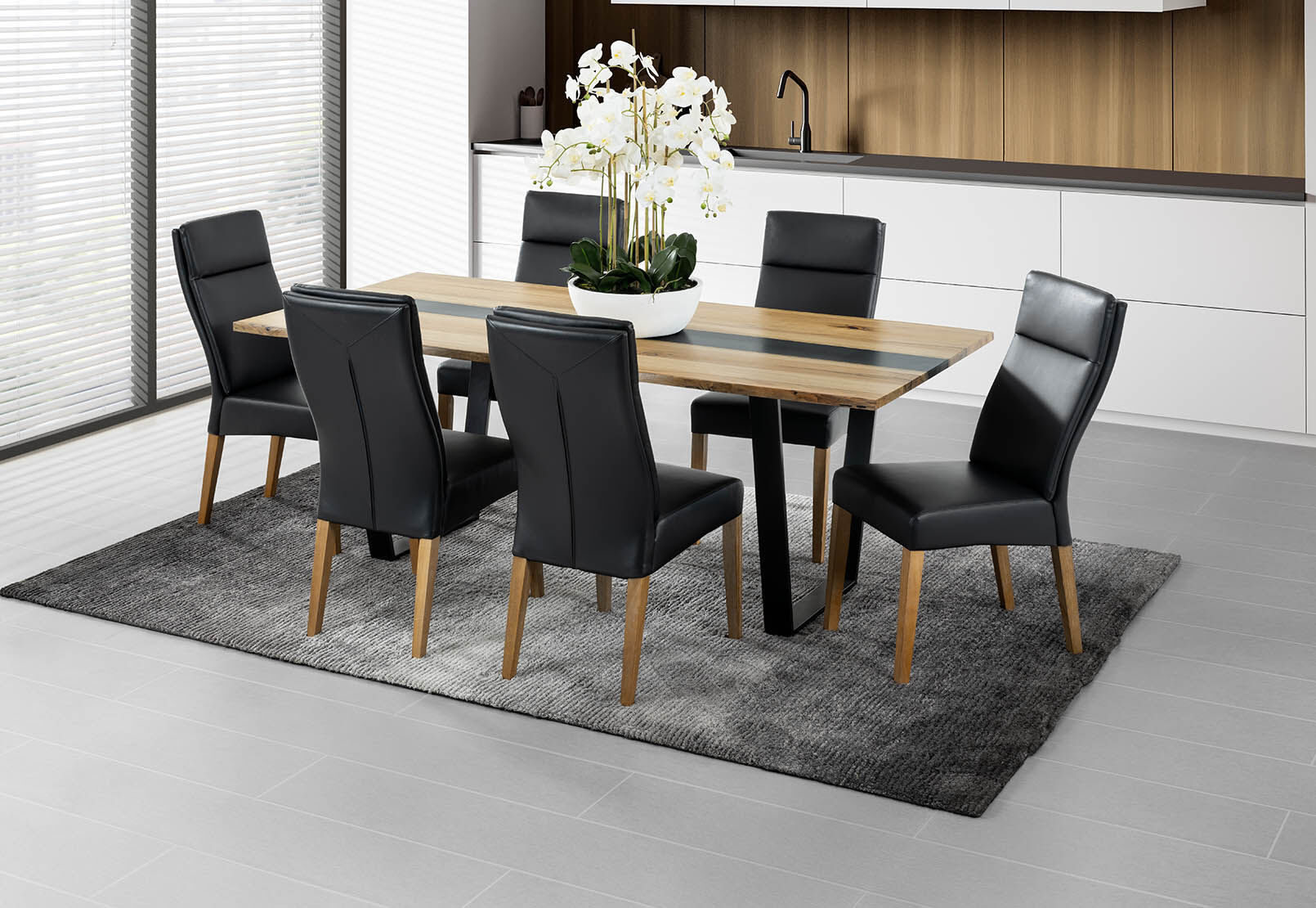 7 piece dining set with leather chairs top