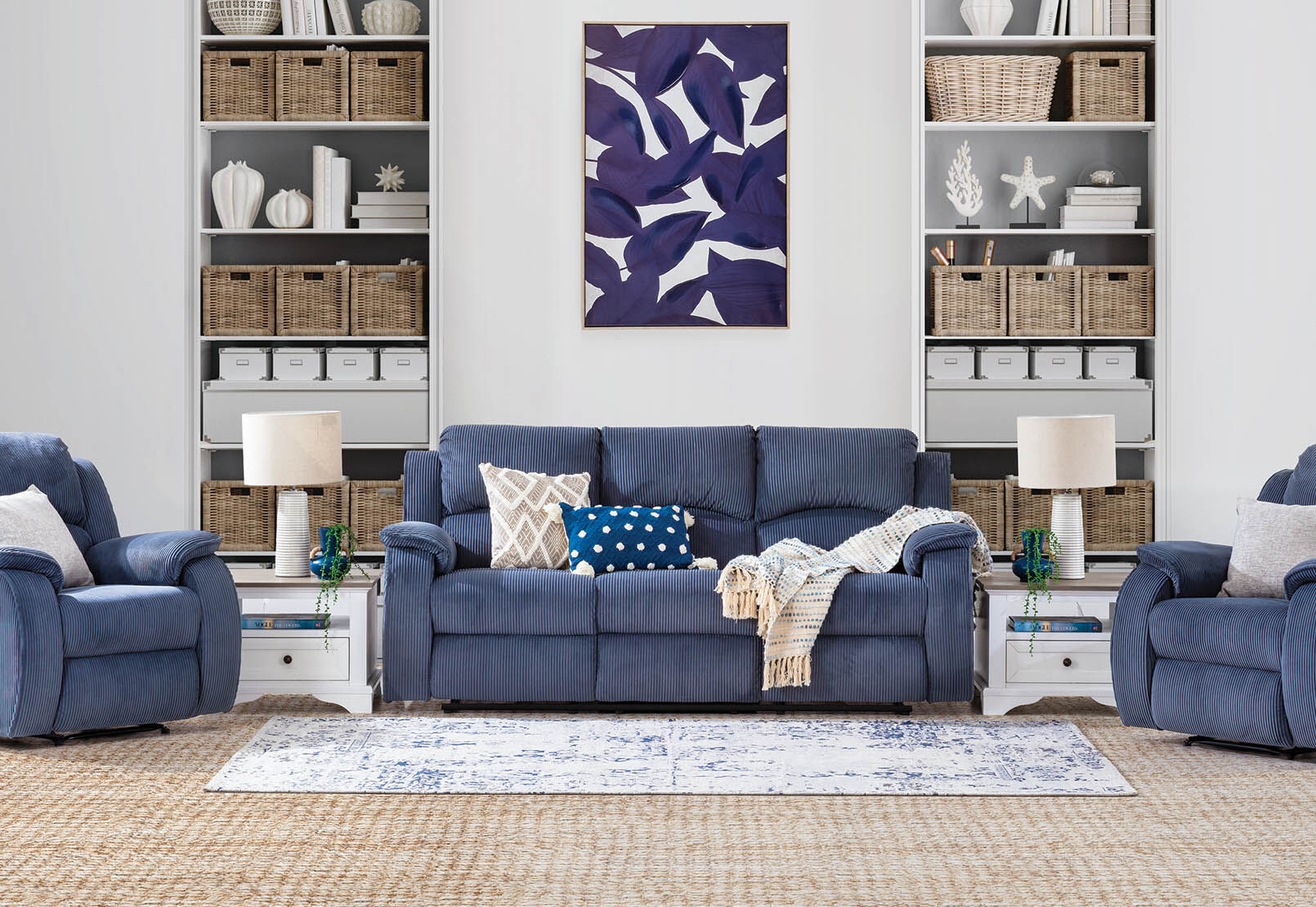 WELSH - Fabric 3 Seat Sofa with 2 inbuilt Electric Recliners WELSH