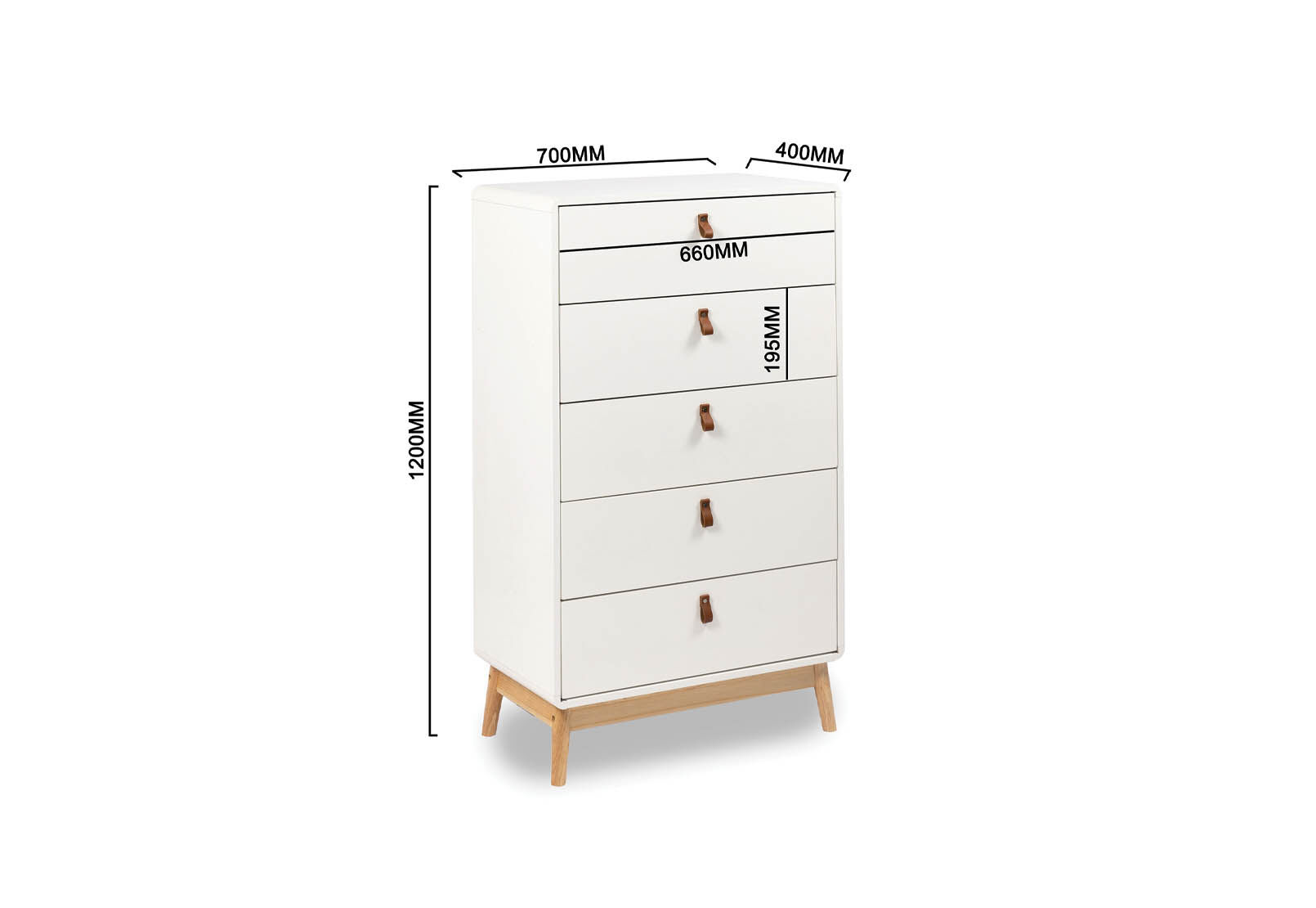 WHITE SNYDER 5 Drawer Tall Chest.