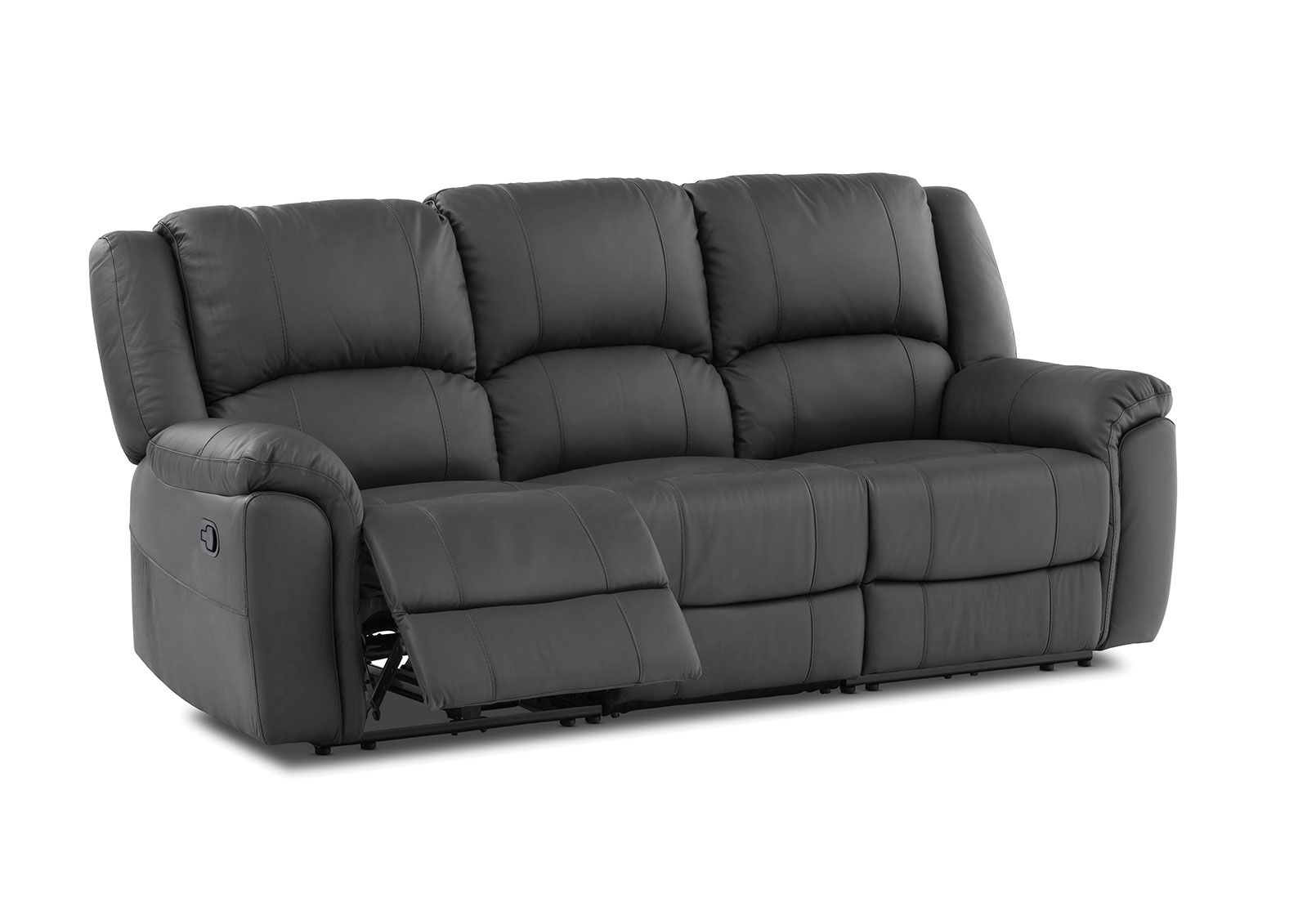 GEOFFREY - Leather 3 Seat Sofa with 2 Inbuilt Manual Recliners GEOFFREY