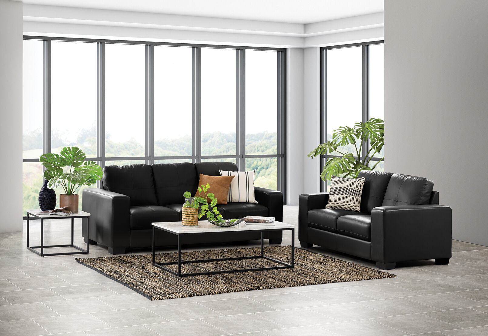 DIAMOND - Leather-Look Sofa Pair DIAMOND