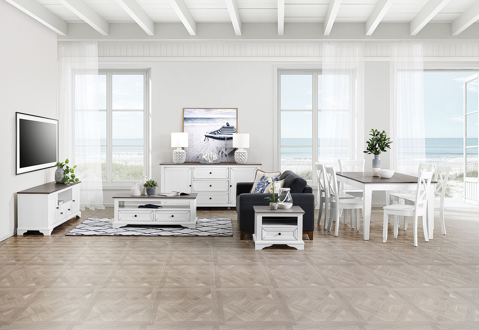 WHITE MARSEILLE 11 Piece Package Amart Furniture