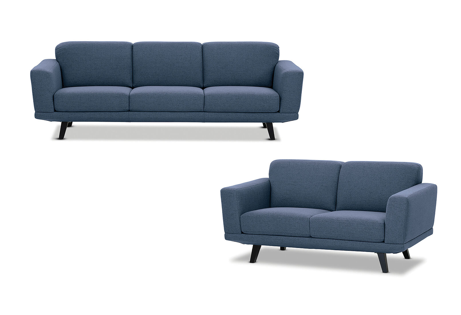 DARK BLUE GALILEO Fabric Sofa Pair Amart Furniture