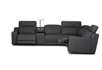 VANTRO LEATHER - Corner Lounge with 2 Inbuilt Electric Recliners and Speaker Console VANTRO LEATHER