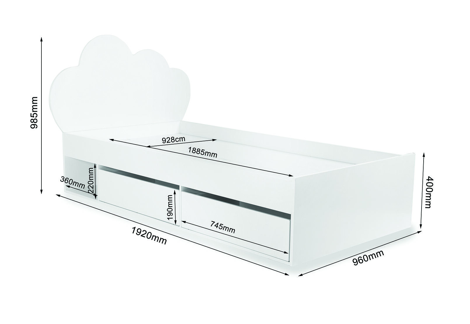 McLEAN - Single Bed Cloud Headboard with Storage McLEAN