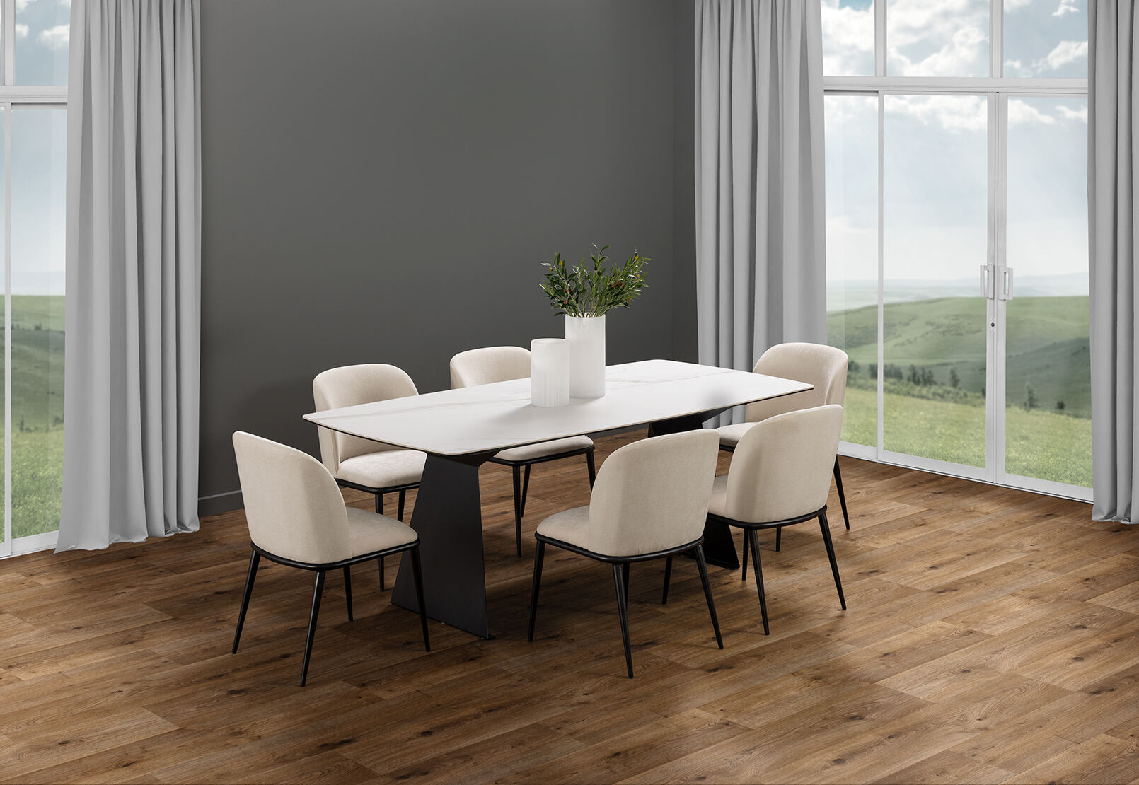 MACKINLEY - 7 Piece Dining Suite with Cedric Dining Chairs MACKINLEY