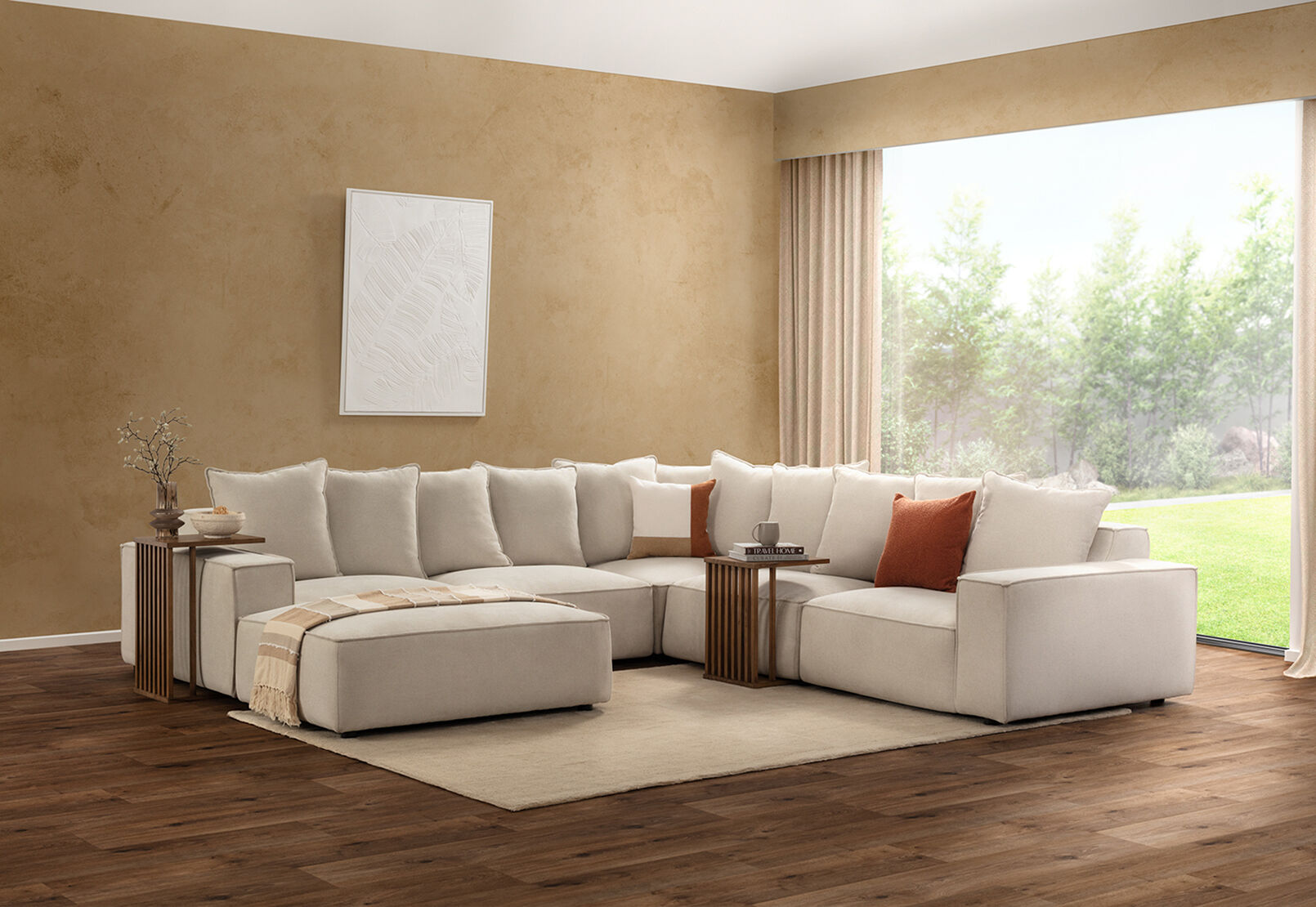 TILLEY FABRIC - Corner Lounge with Ottoman ( Fabric) TILLEY FABRIC