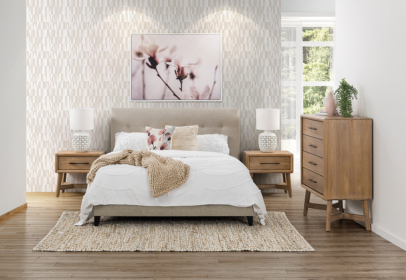 WHEAT SOPHIE MK2 Double Bed Amart Furniture