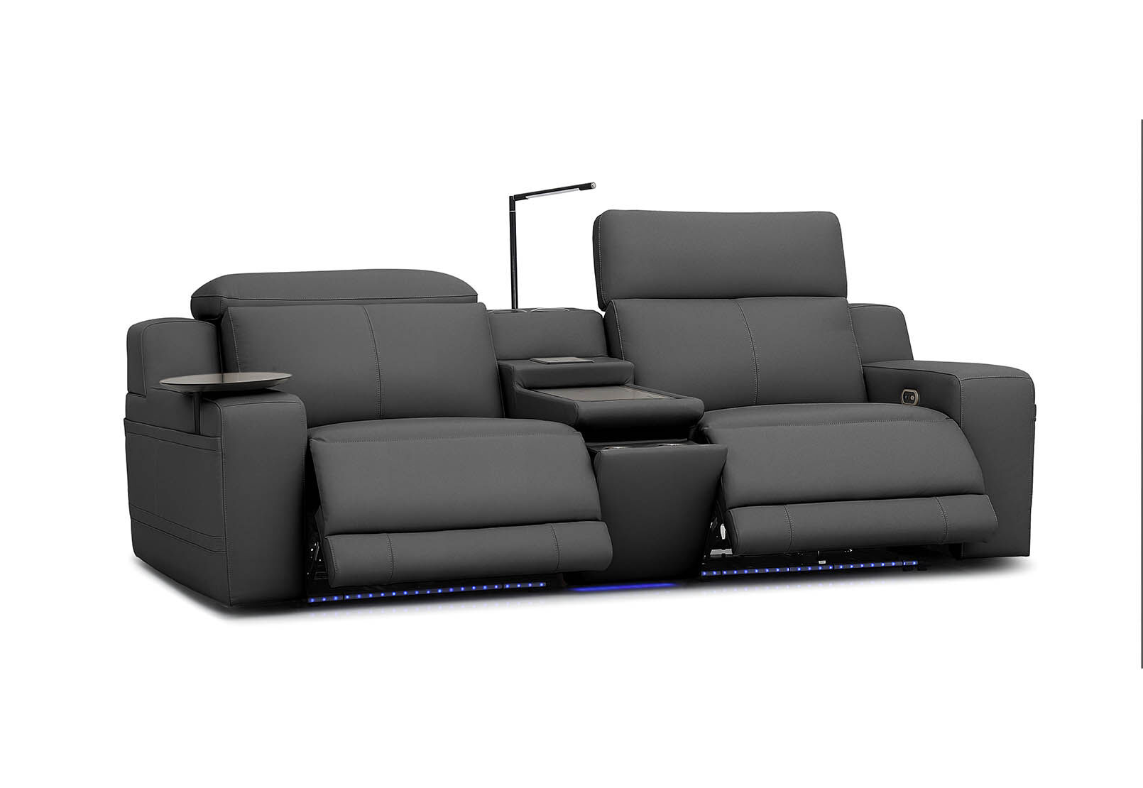 CASSIUS MK2 LEATHER - 2 Seater with Console and 2 Inbuilt Electric Recliners CASSIUS MK2 LEATHER