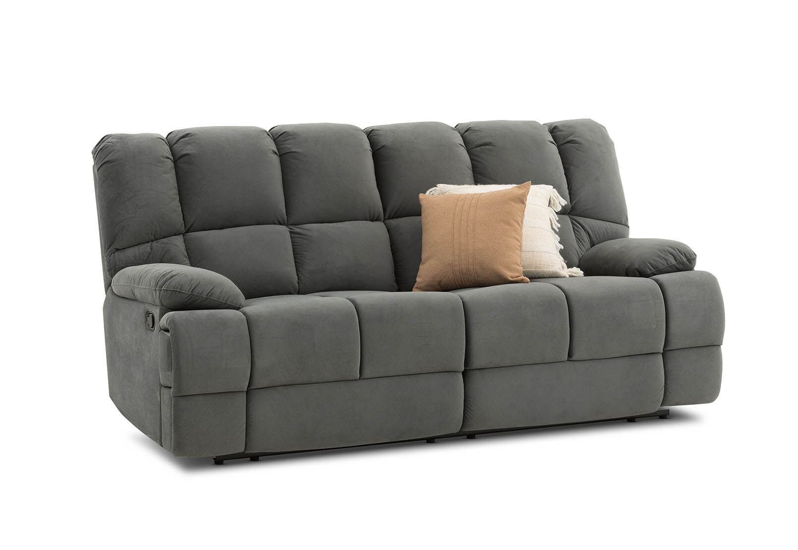 DARK GREY GLADIATOR Fabric 3 Seater Recliner Lounge