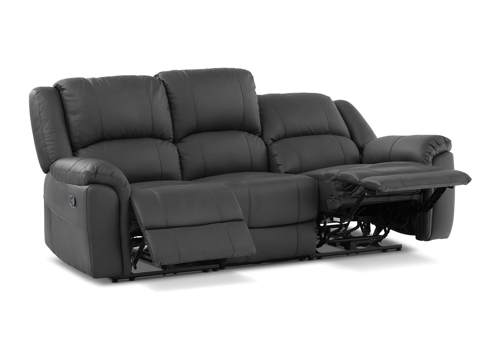 GEOFFREY - Leather 3 Seat Sofa with 2 Inbuilt Manual Recliners GEOFFREY