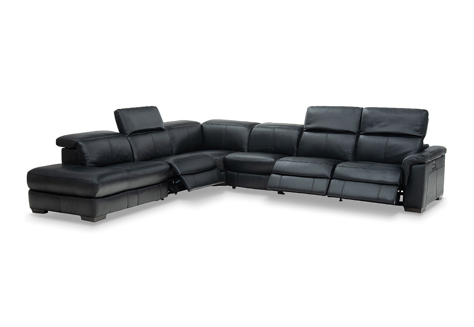 LUCIANO - Leather Corner Lounge with 3 Inbuilt Electric Recliners and Left-Hand Facing Chaise LUCIANO