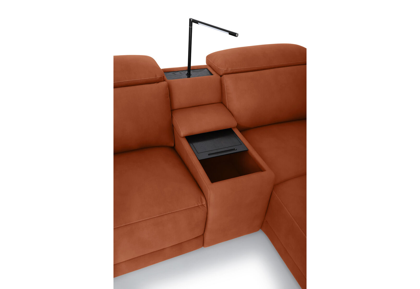 VANTRO FABRIC - 3 Seater RHF Chaise with Console and Inbuilt Electric Recliner VANTRO FABRIC