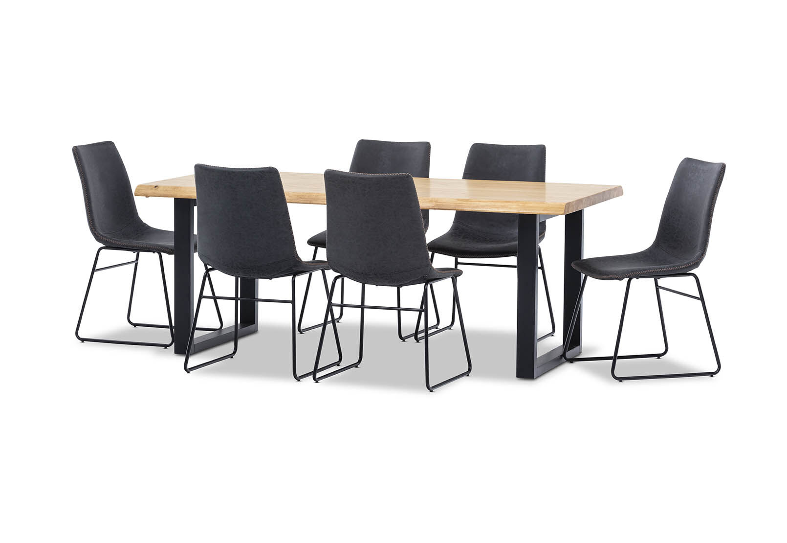 BLACK HAROLIN 7 Piece Dining Suite with Loire Dining Chairs