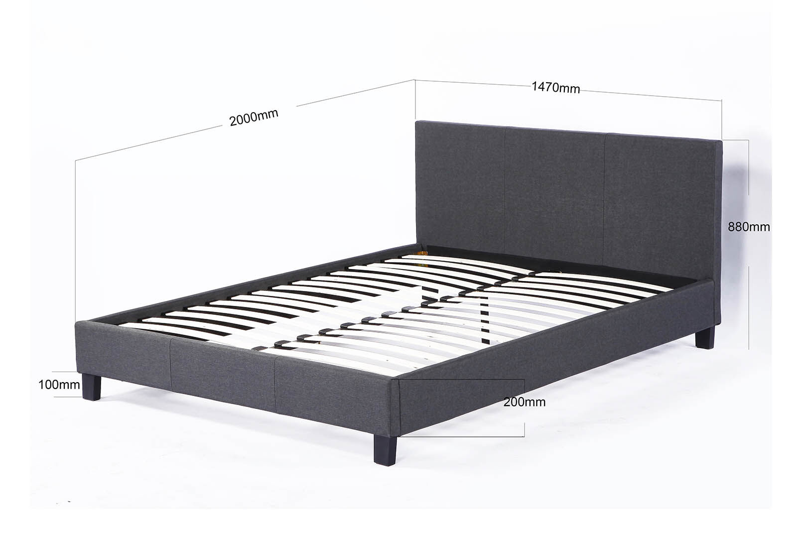 DARK GREY PAULA Dark Grey Double Bed