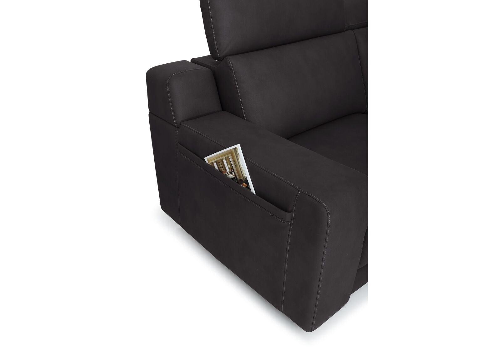 VANTRO FABRIC - 3 Seater RHF Chaise with Console and Inbuilt Electric Recliner VANTRO FABRIC