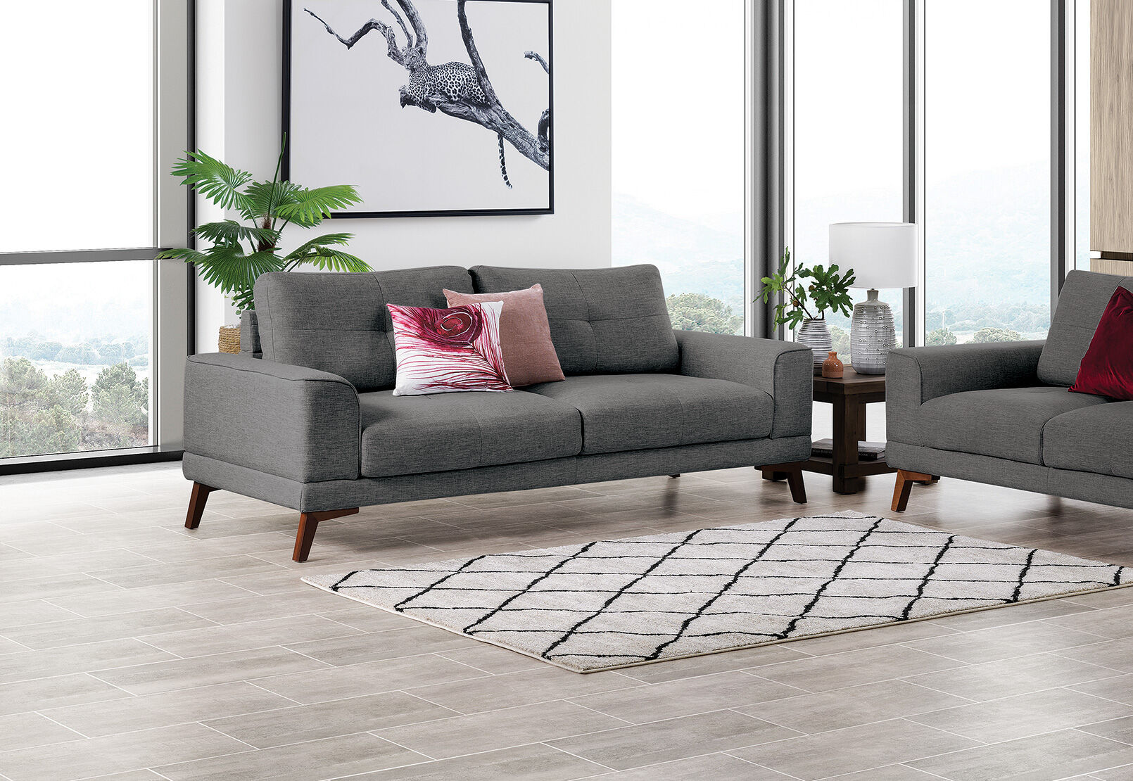 DARK GREY CHLOE Fabric 3 Seater Sofa