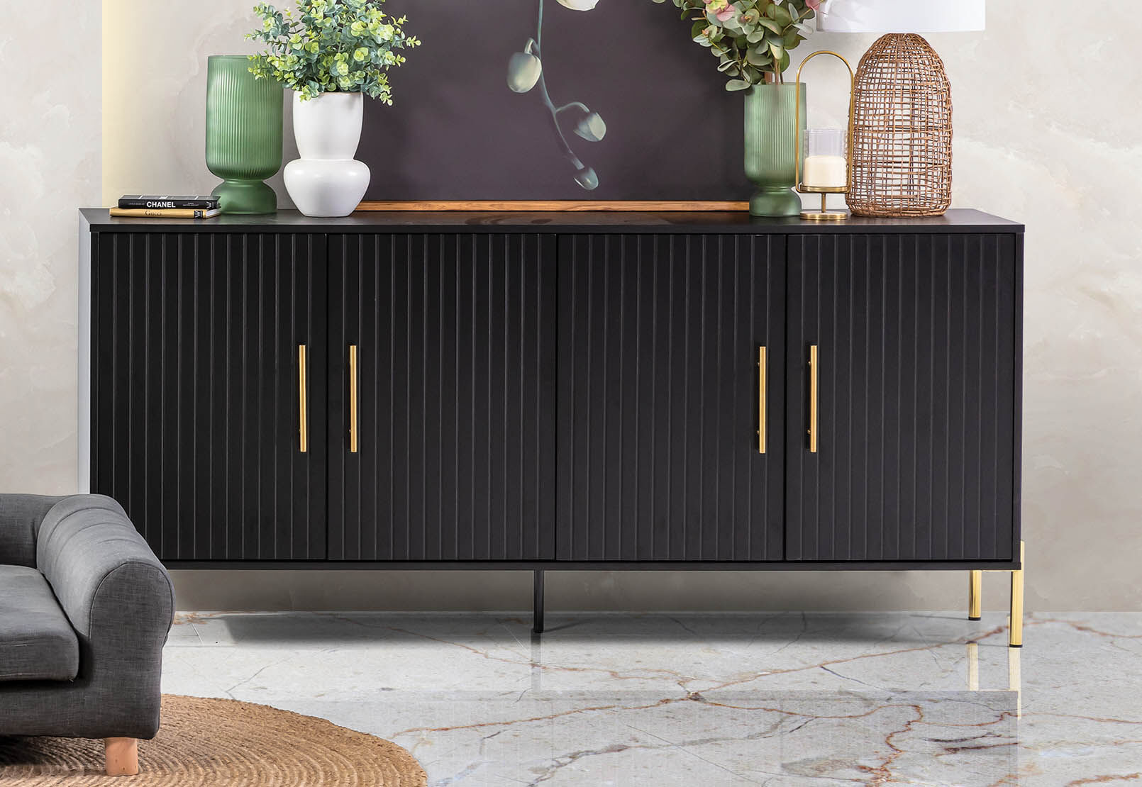 DELGADO - Black 4 Door Buffet DELGADO