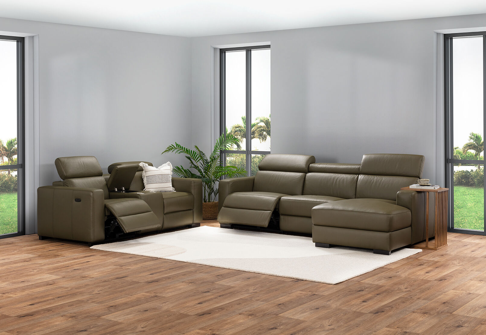 DAMIAN LEATHER - 2 Seater Sofa with 2 inbuilt Electric Recliners DAMIAN LEATHER