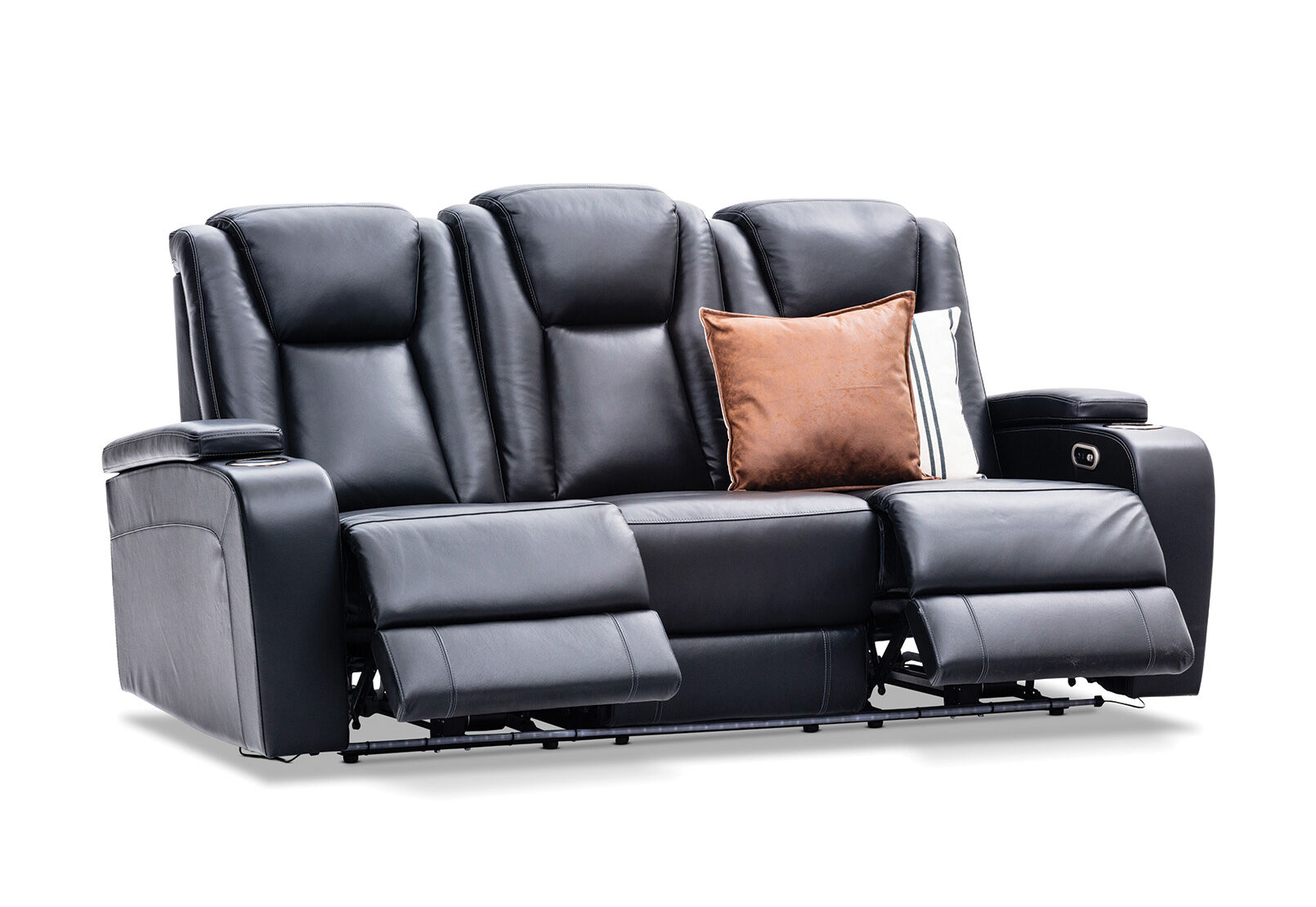 VULCAN - Leather 3 Seat Sofa with 2 Inbuilt Electric Recliners VULCAN
