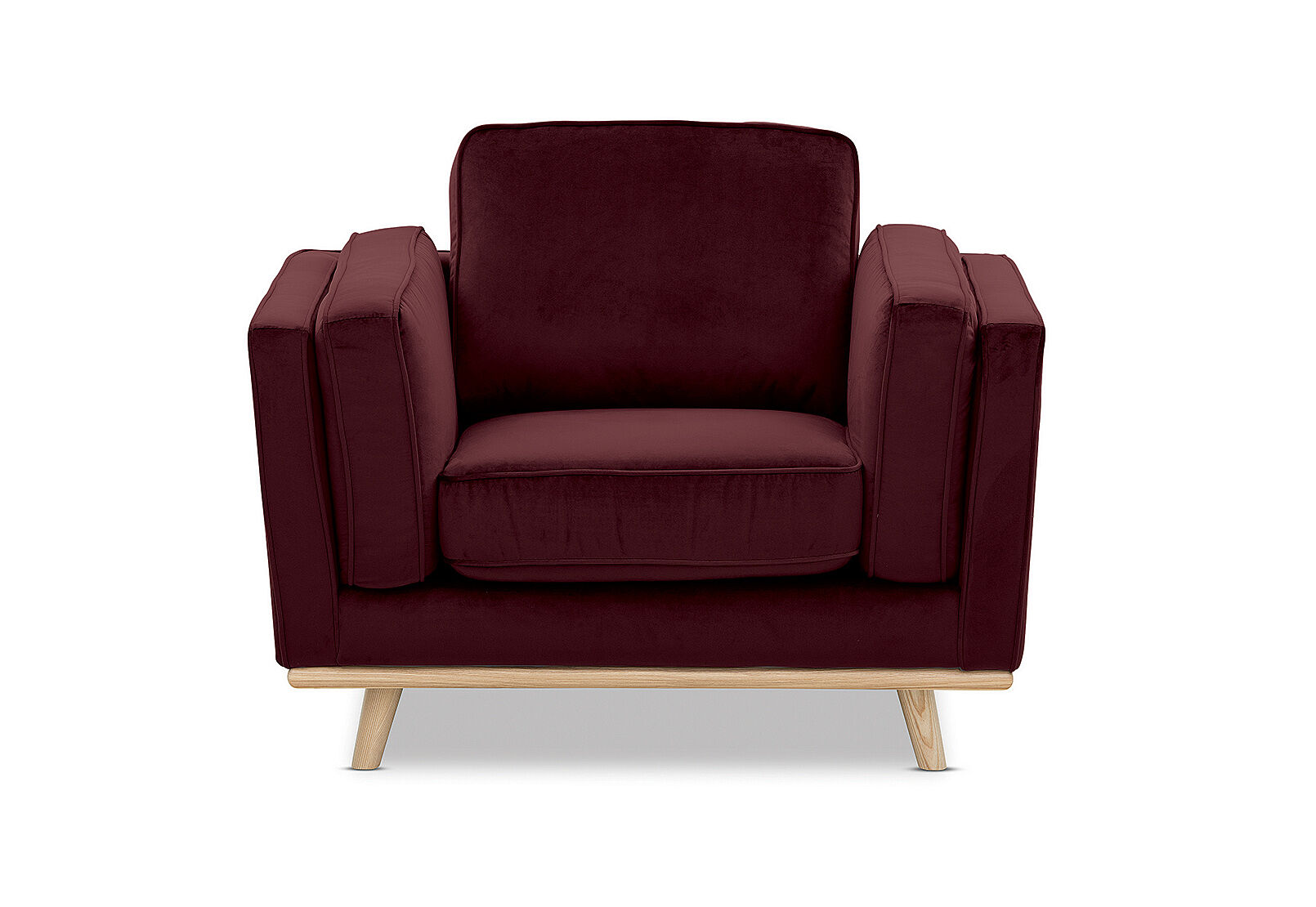DEEP RED LORAS VELVET Fabric Accent Chair.