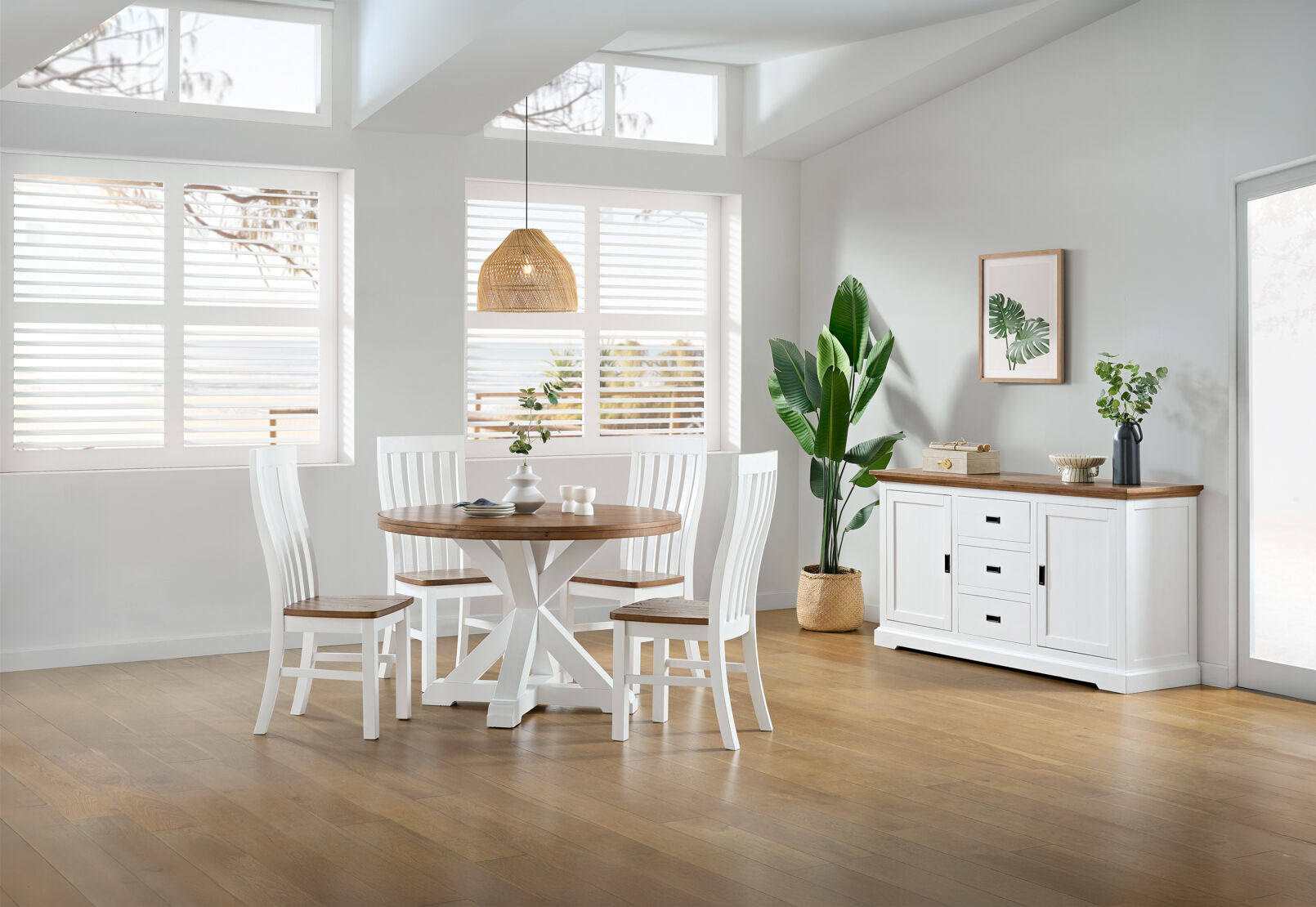 CHARLSBOURG - 5 Piece 1200 Round Dining Suite CHARLSBOURG