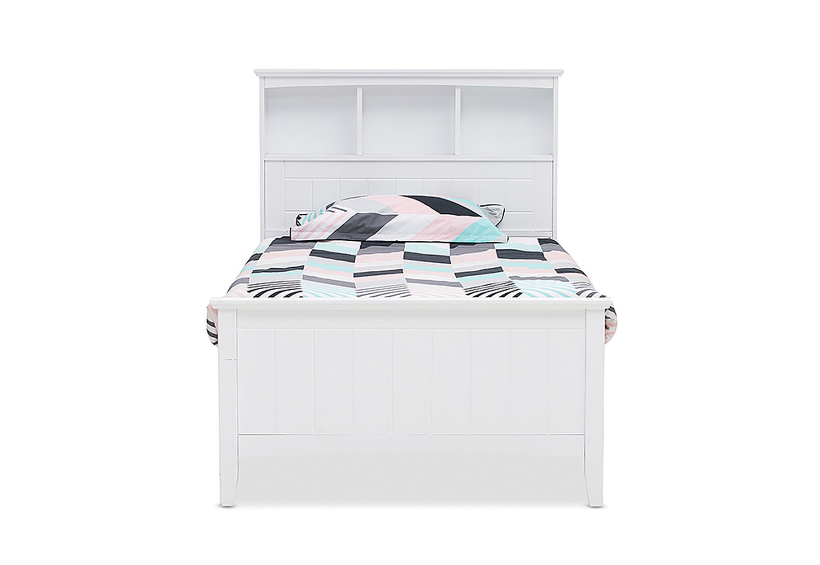 White Addison Jumbo Single Bed Amart Furniture White Addison Jumbo Single Bed Amart, King Single Bed With Bookcase Headboard