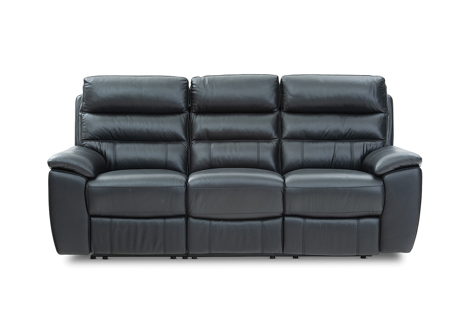 black sellaronda leather 3 seater with inbuilt recliners amart furniture