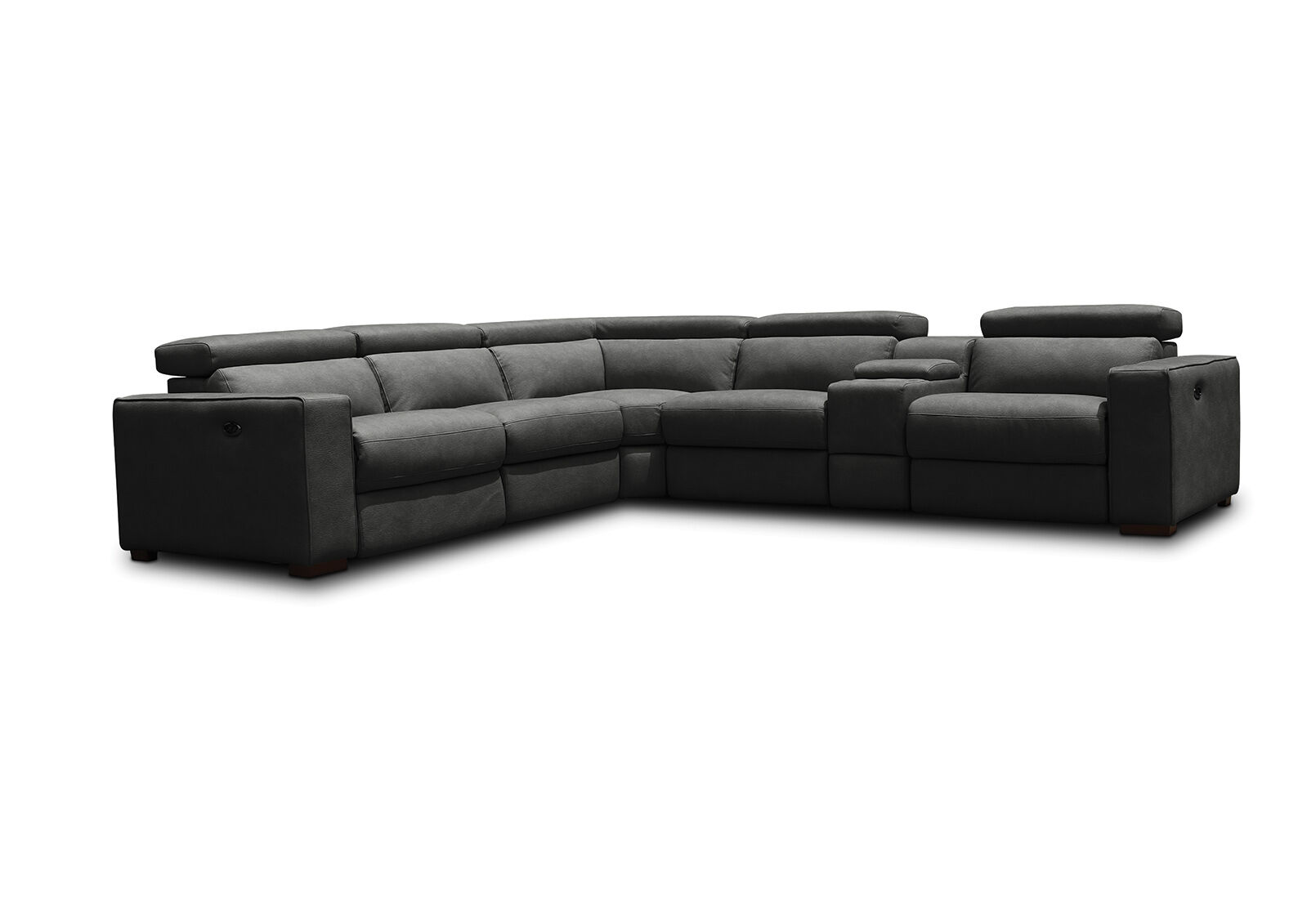 charcoal connellan buckskin corner suite with 2 electric recliners amart furniture