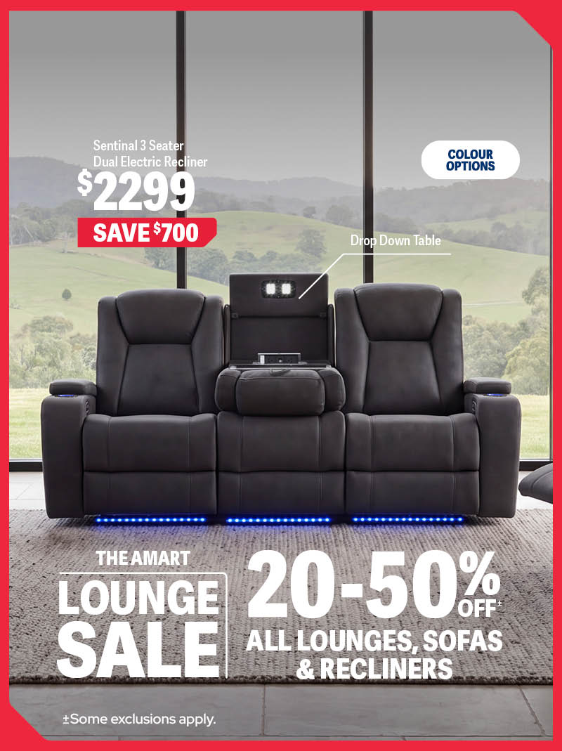 20-50% OFF ALL LOUNGES, SOFAS & RECLINERS