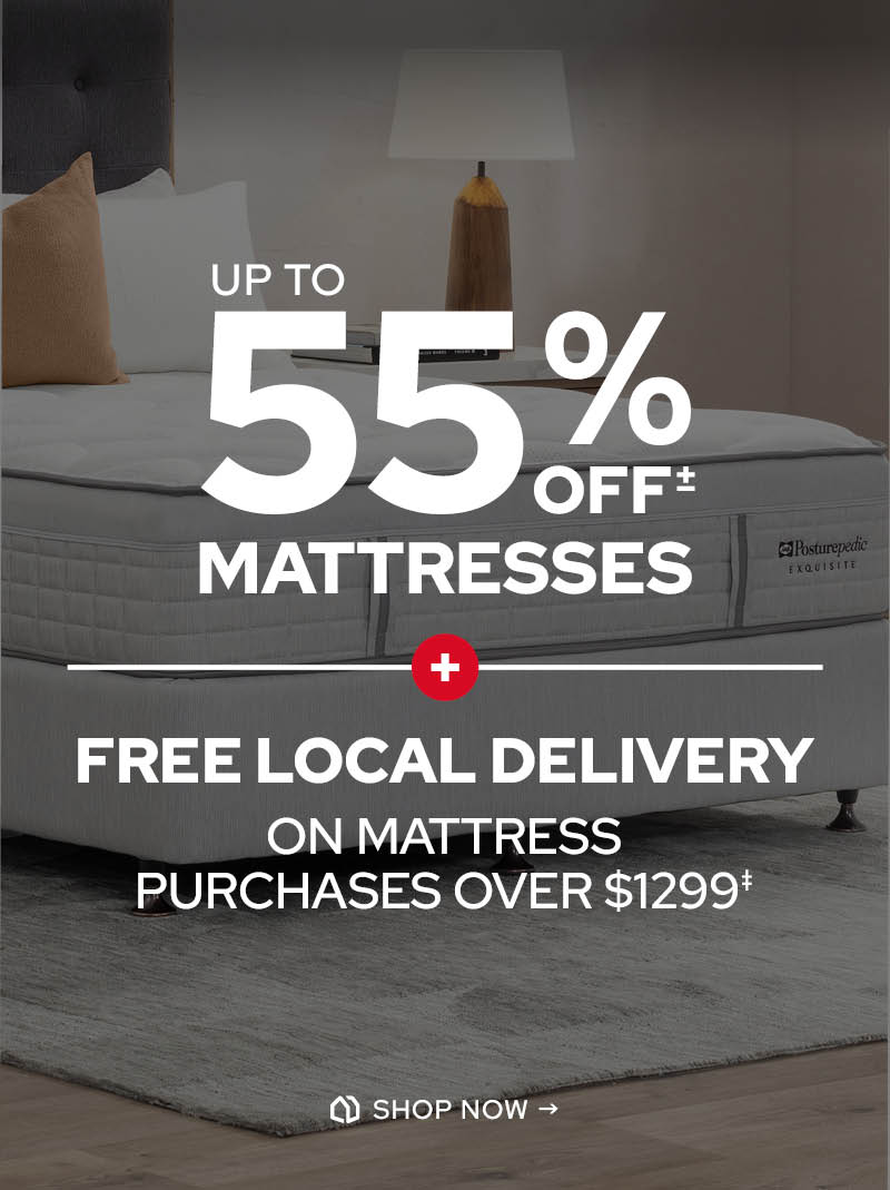Up to 55% off Mattresses + Free Local Delivery All Mattresses Over $1299